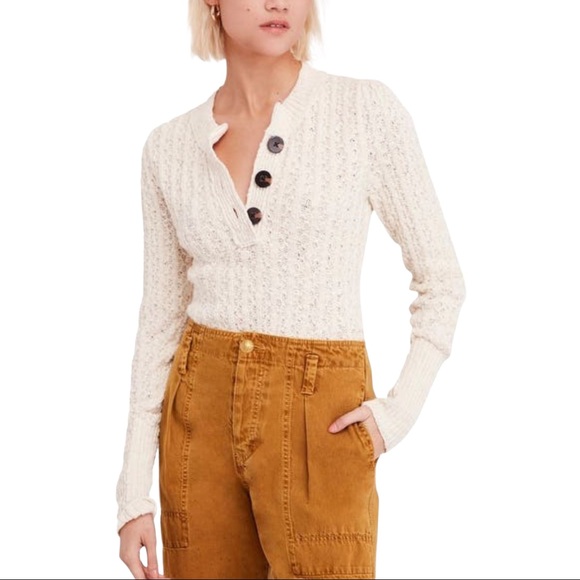 Free People Sweaters - Free People Womens All My Friends Henley Sweater Ivory XS